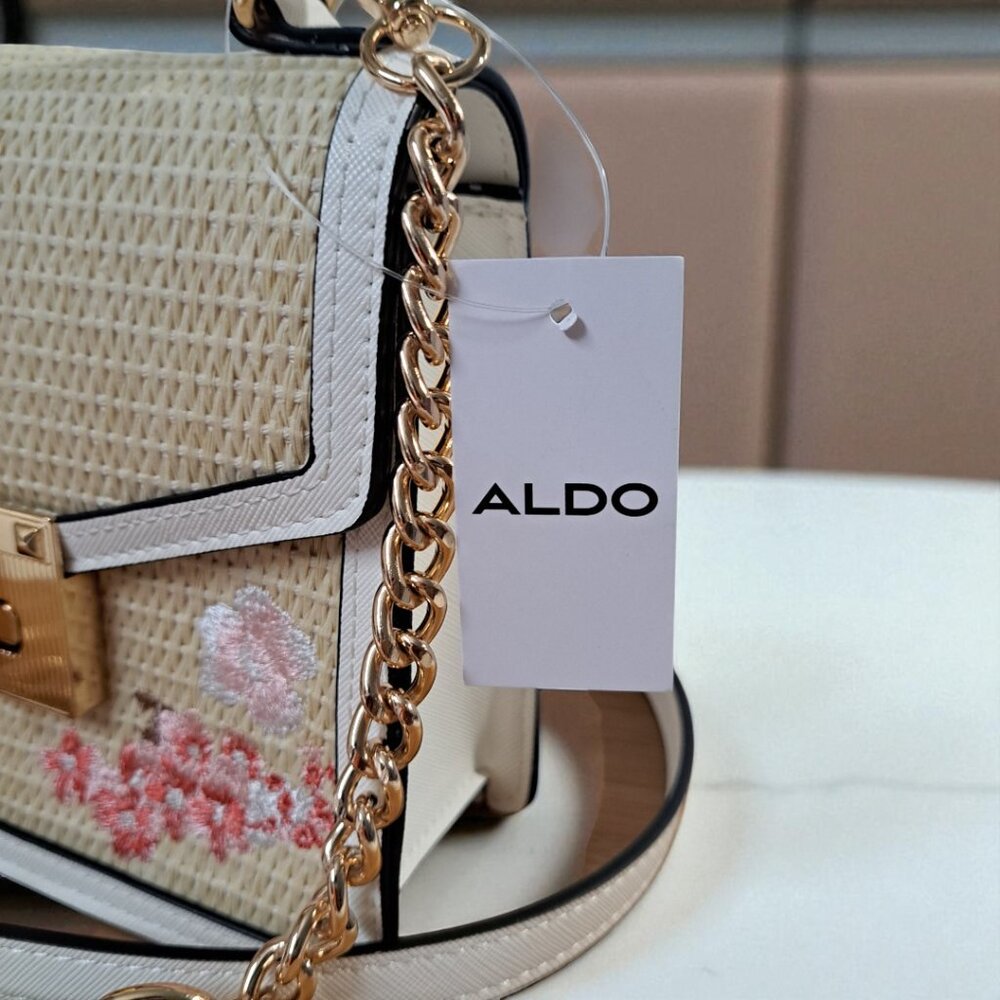 Aldo Pink/White/Beige Floral Canvas Mini Crossbody NWT - Picture 7 of 11